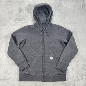 Carhartt Hoodie Womens Small Heather Gray Clarksburg Full Zip Fleece Lined